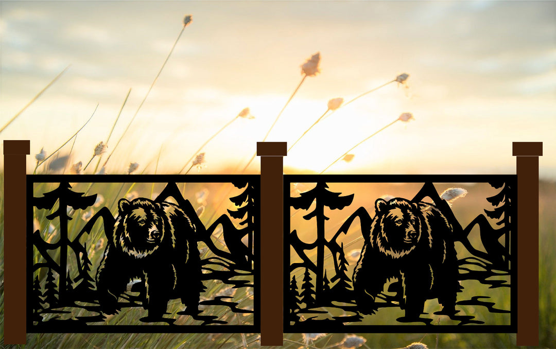 Rustic Bear and Mountains Willdlife Panel Art