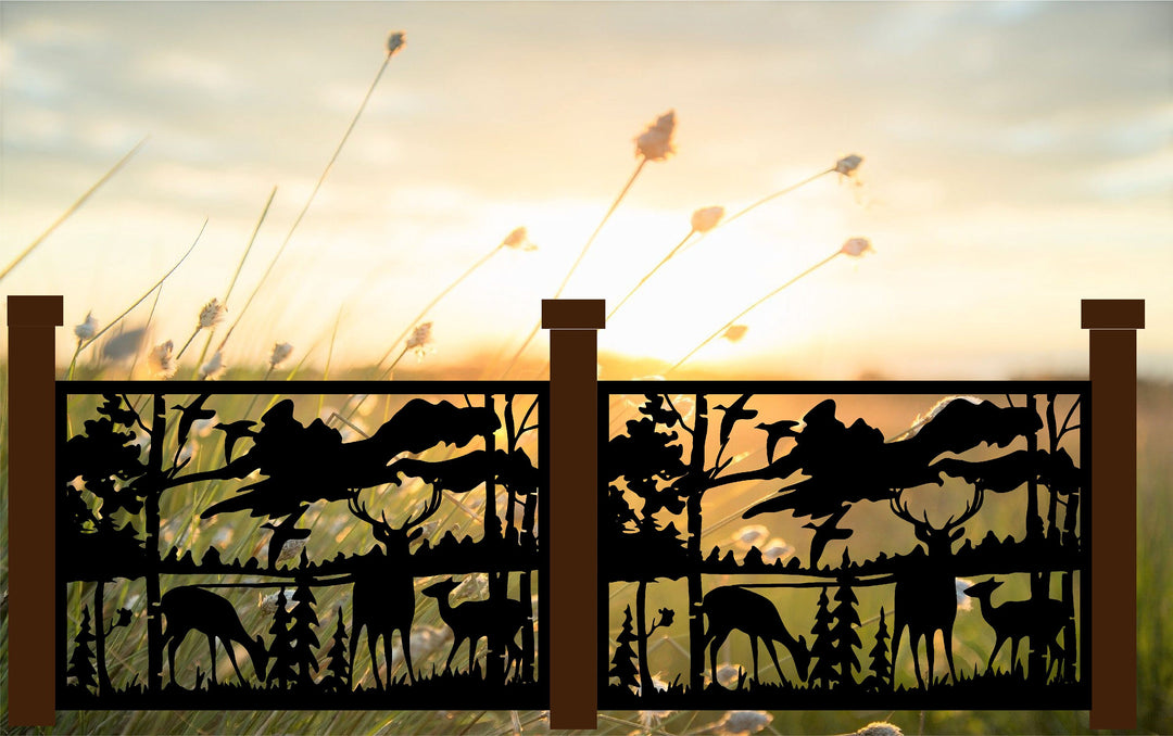 Rustic Wildlife Scene Panel Art With Deer and Flying Ducks