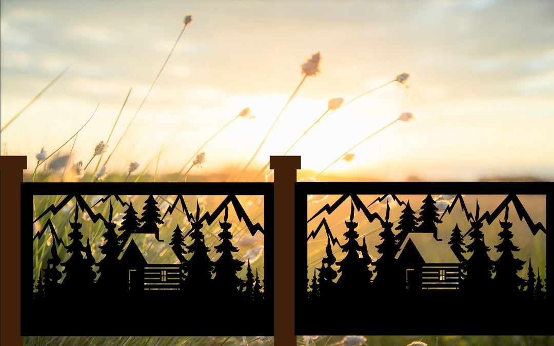 Decorative Rustic Railings- Cabin And Mountains