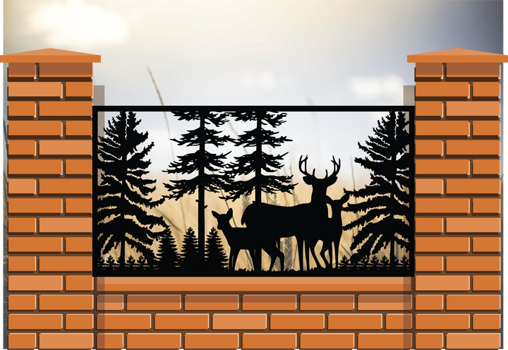 Decorative Rustic Railings- Deer Family In The Woods