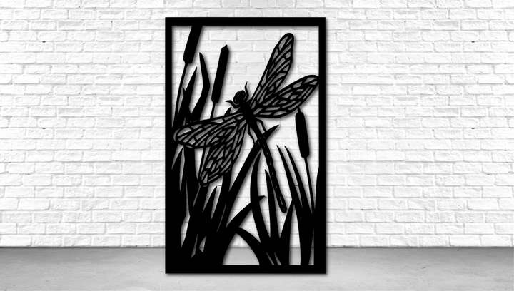 Decorative Panel, Indoor & Outdoor - Dragonfly and Cattails