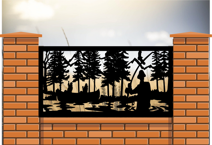 Decorative Rustic Stiarcase Panel- Fishing