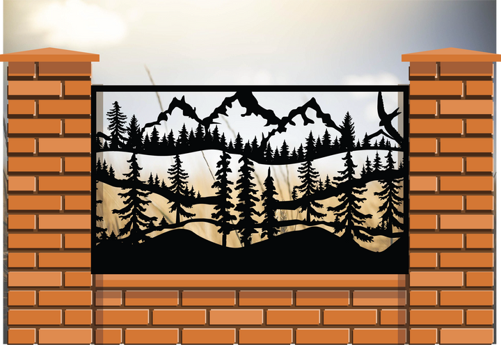 Decorative Rustic Railing- Mountain Range Pines