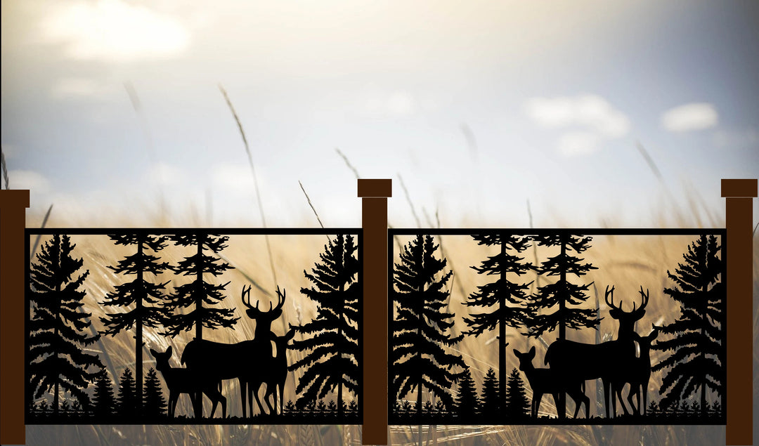 Decorative Rustic Railings- Deer Family In The Woods