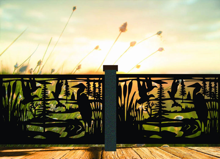 Decorative Wildlife Scenery Railings- Flying Ducks and Cattails