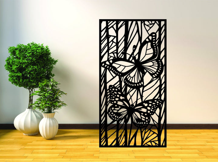 Metal Panel Wall Art Privacy Screen - Butterfly Fever
