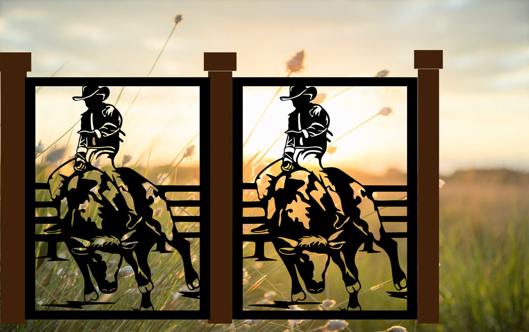 Decorative Country Driveway Fence - Cowboy Panel