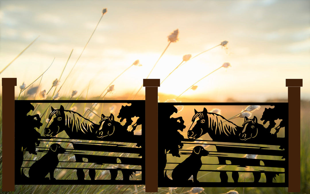 Decorative Country Driveway Fence - Horses