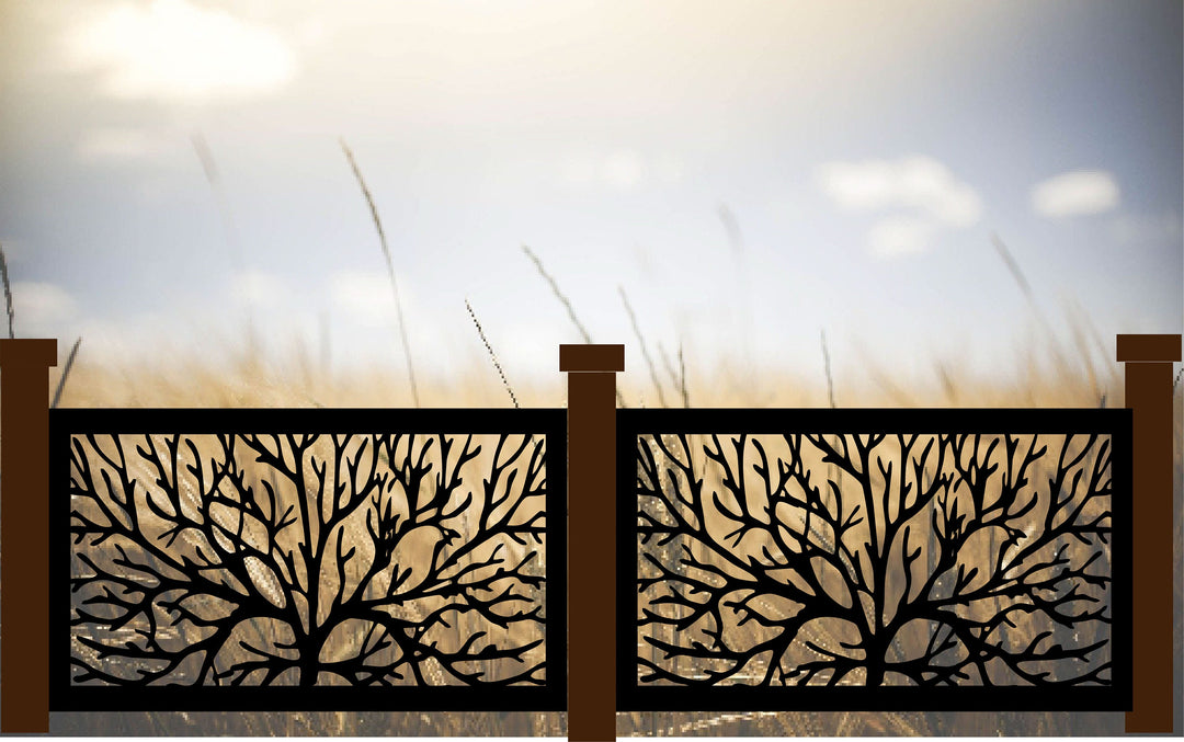 Tree Railing Insert, Metal Panel, Metal Privacy Screen, Fence